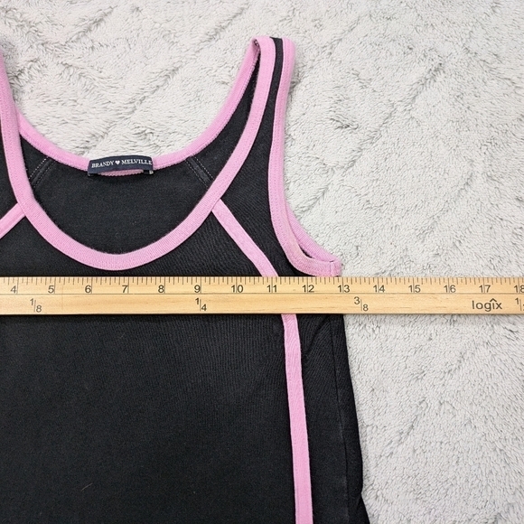 Brandy Melville Top Women's XS/S Black Pink Lauren Crop Tank Sporty Y2K - Picture 3 of 6